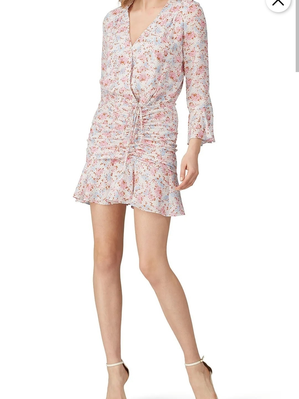 Veronica Beard Sean Floral Silk Ruched Mini Dress Size 4 $595